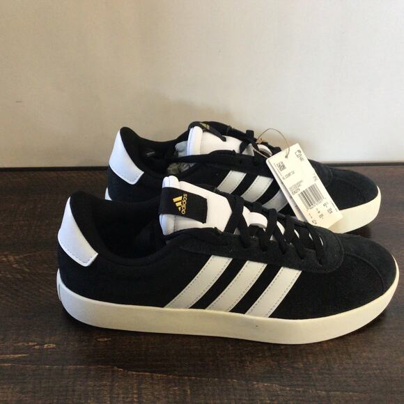 Adidas Womens VL Court 3 Sneaker Black White Gold Metallic Size 8.5 Skateboard - Picture 5 of 7